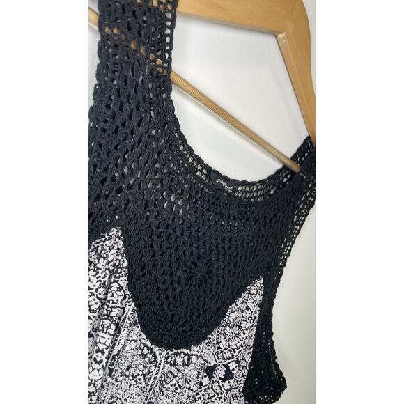 Lucky Brand Floral Crochet Midi Dress Plus Boho 2X Paisley Sleeveless Pockets - Picture 4 of 10